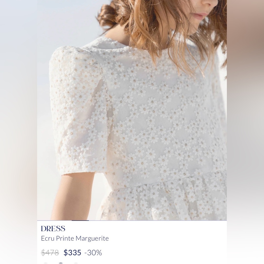 Tartine et Chocolat Ecru Printe Marguerite Ivory Embroidered Dress size 4A